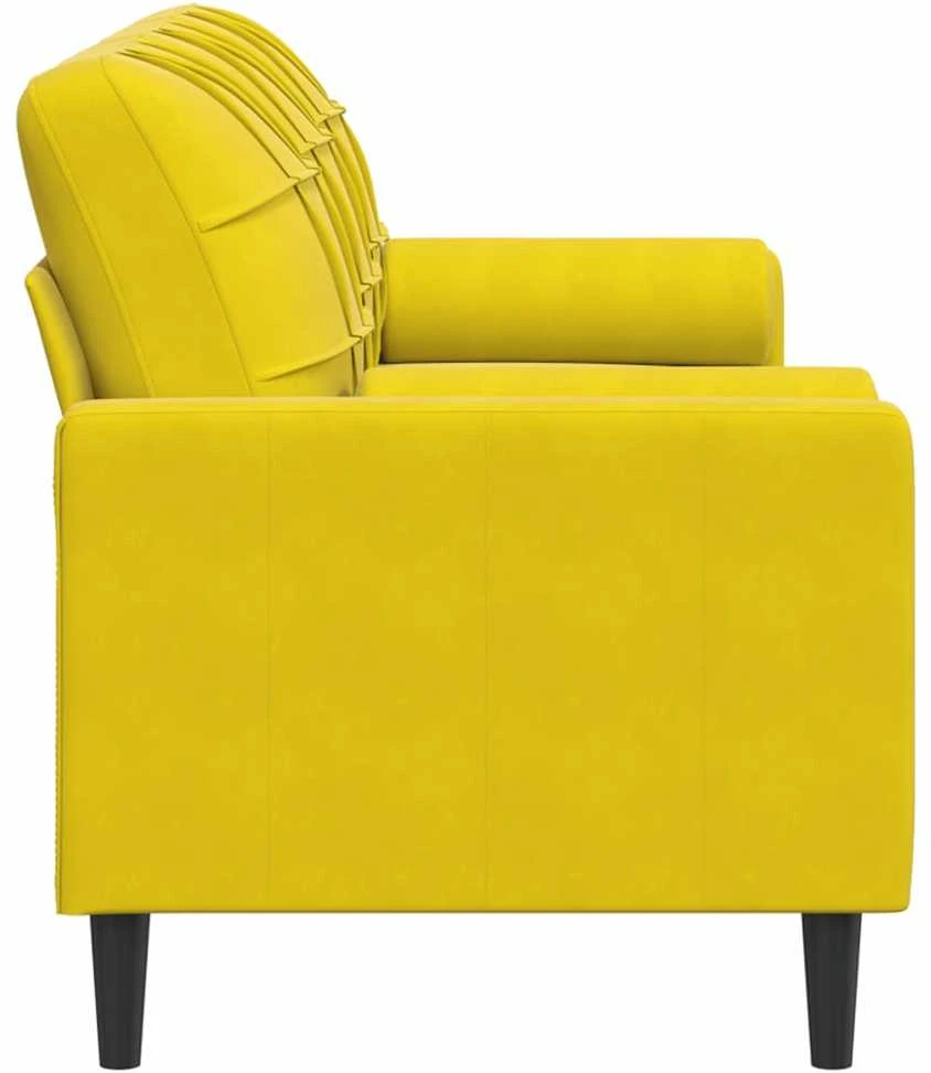 Trivietė sofa su pagalvėlėmis, geltonos spalvos, 180cm, aksomas