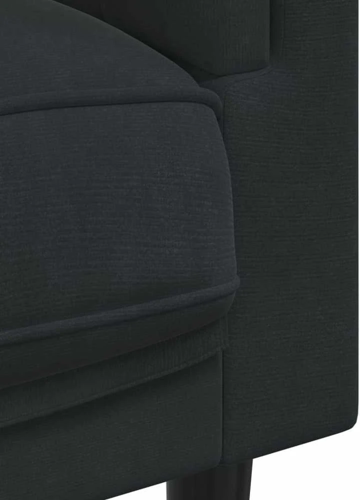 Trivietė sofa su pagalvėlėmis, juodos spalvos, aksomas