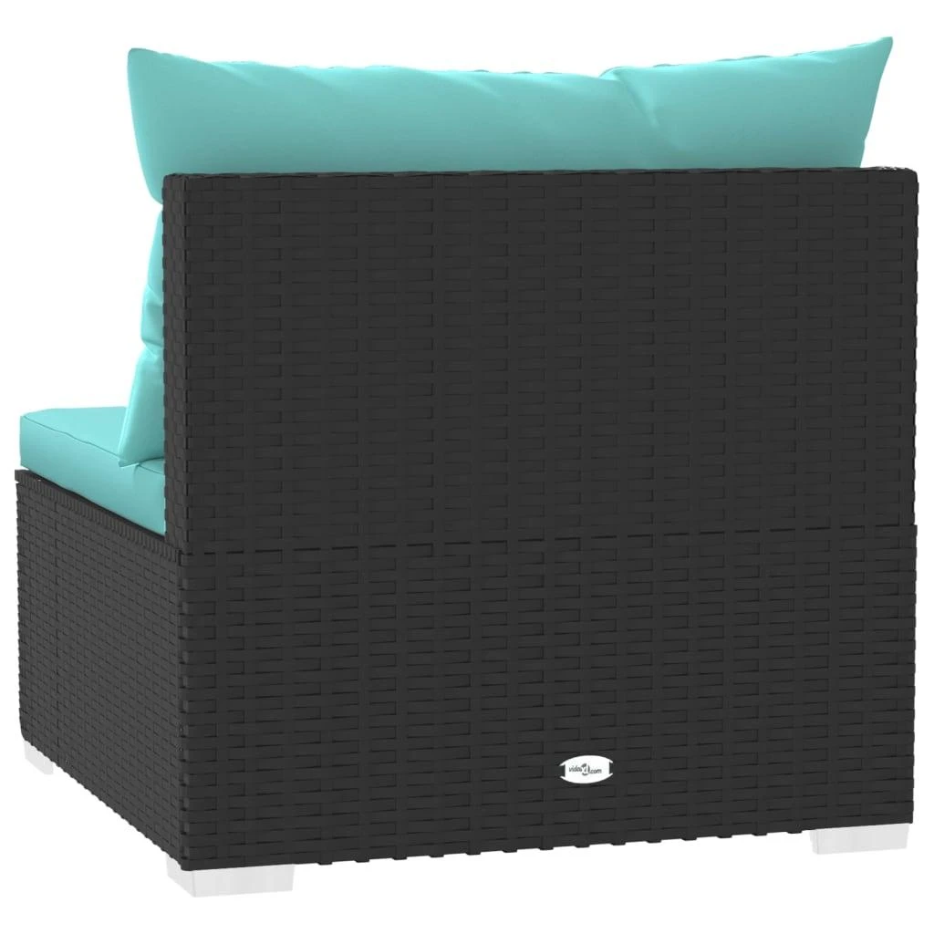 Lauko baldų komplektas Trivietė sofa su pagalvėlėmis, juodos spalvos, poliratanas