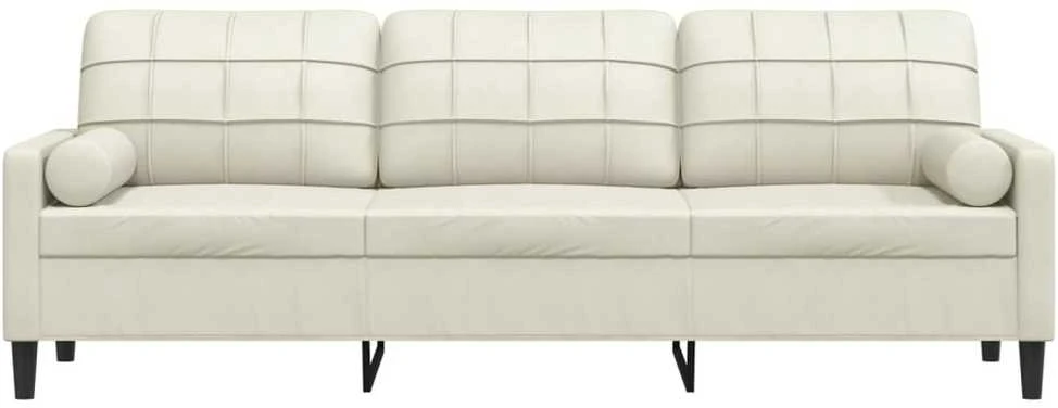 Trivietė sofa su pagalvėlėmis, kreminės spalvos, 210cm, aksomas