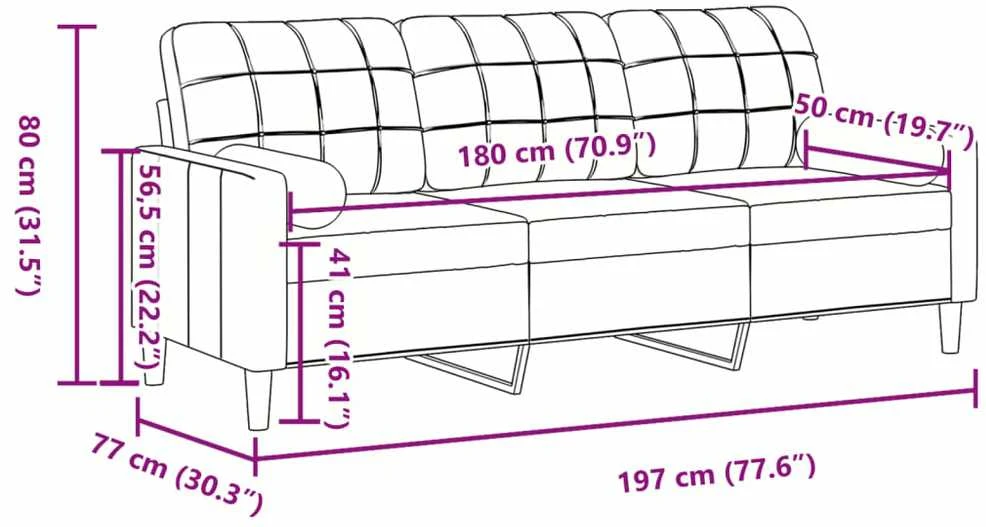 Trivietė sofa su pagalvėlėmis, raudonojo vyno, 180cm, aksomas