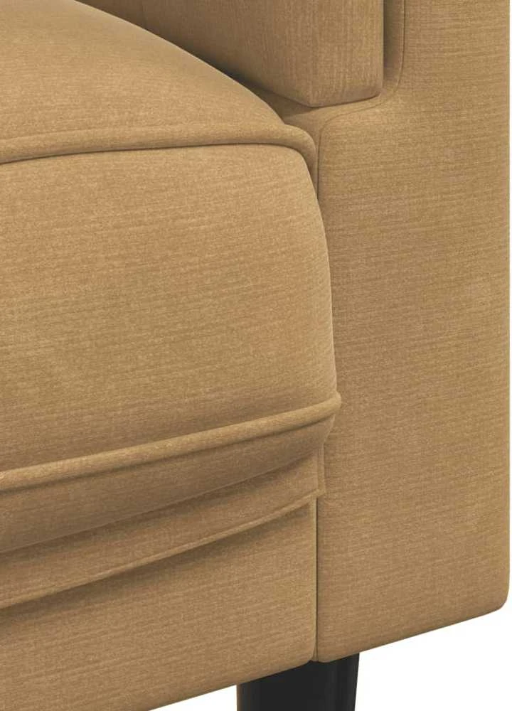 Trivietė sofa su pagalvėlėmis, rudos spalvos, aksomas