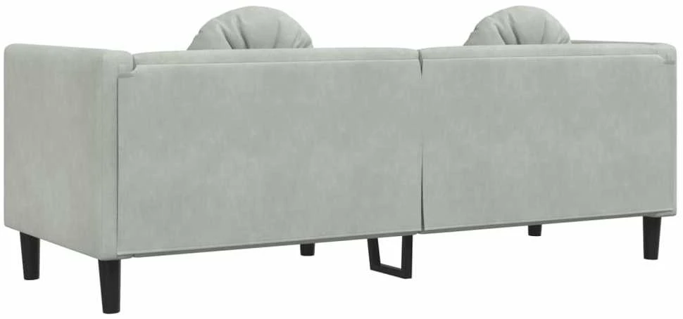 Trivietė sofa su pagalvėlėmis, šviesiai pilkos spalvos, aksomas