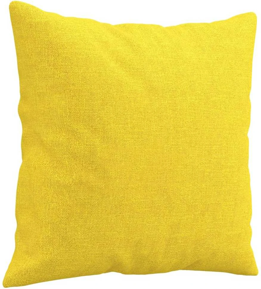 Trivietė sofa su pagalvėlėmis, šviesiai geltona, 180cm, audinys