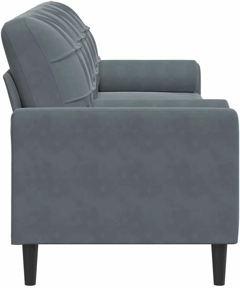 Trivietė sofa su pagalvėlėmis, tamsiai pilka, 210cm, aksomas