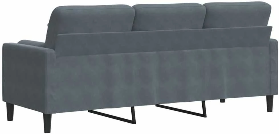 Trivietė sofa su pagalvėlėmis, tamsiai pilka, 180cm, aksomas
