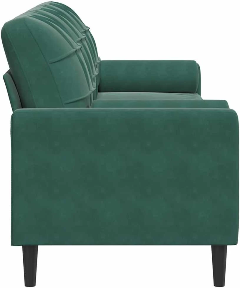 Trivietė sofa su pagalvėlėmis, tamsiai žalia, 210cm, aksomas