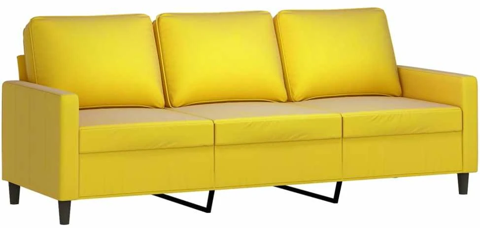 Trivietė sofa su pakoja, geltonos spalvos, 180cm, aksomas
