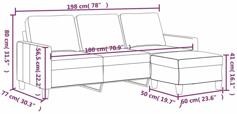Trivietė sofa su pakoja, kapučino spalvos, 180cm, dirbtinė oda