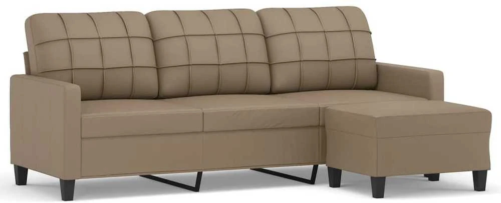 Trivietė sofa su pakoja, kapučino spalvos, 180cm, dirbtinė oda