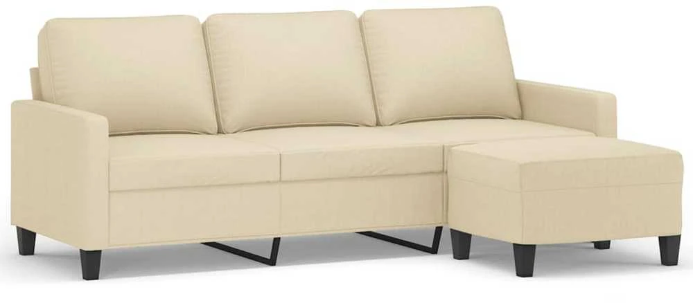 Trivietė sofa su pakoja, kreminės spalvos, 180cm, audinys
