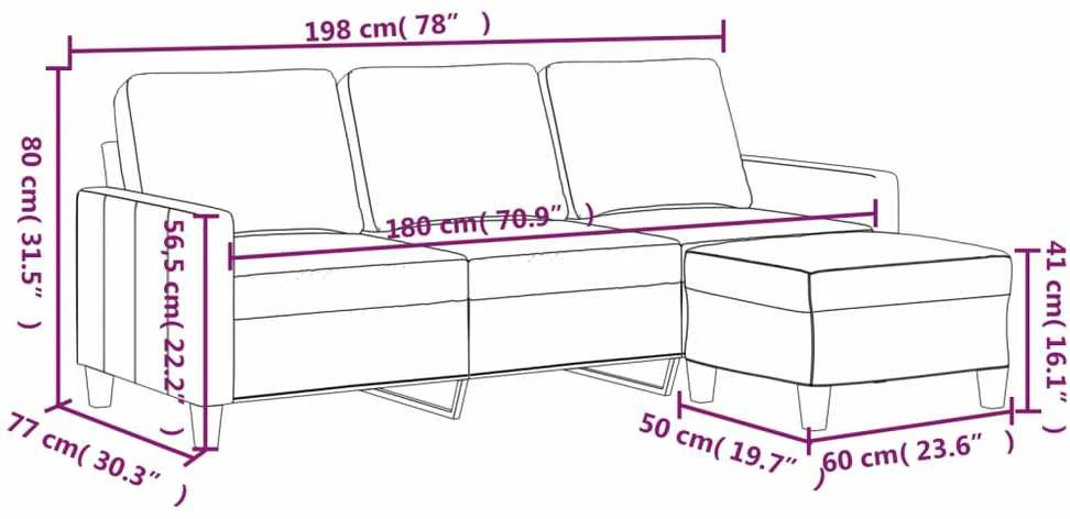 Trivietė sofa su pakoja, kreminės spalvos, 180cm, dirbtinė oda