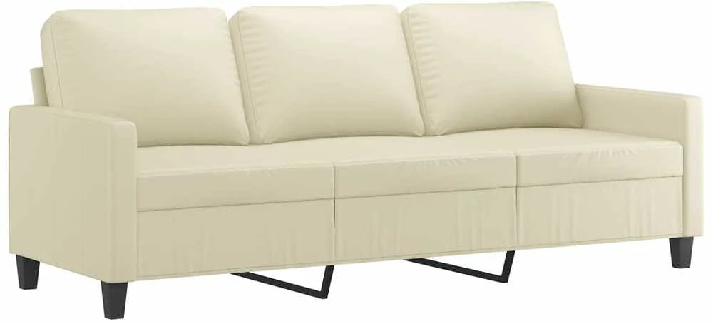 Trivietė sofa su pakoja, kreminės spalvos, 180cm, dirbtinė oda