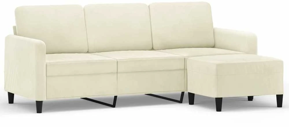 Trivietė sofa su pakoja, kreminės spalvos, 180cm, aksomas