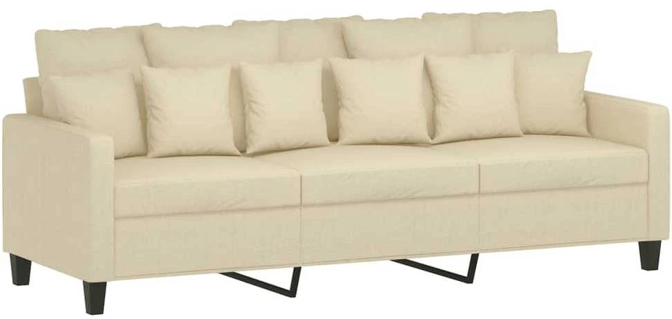 Trivietė sofa su pakoja, kreminės spalvos, 180cm, audinys