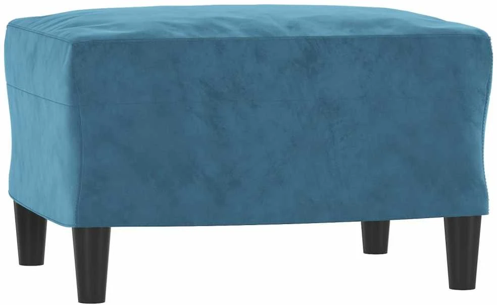 Trivietė sofa su pakoja, mėlynos spalvos, 180cm, aksomas