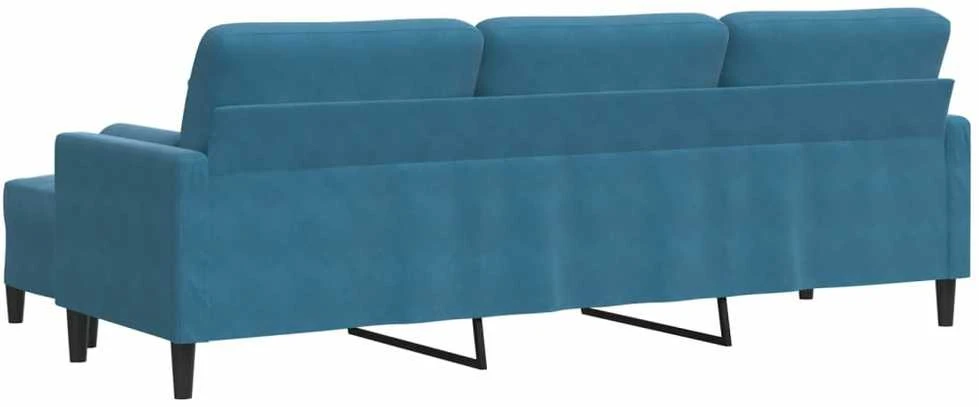 Trivietė sofa su pakoja, mėlynos spalvos, 210cm, aksomas