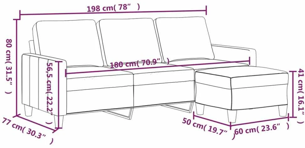 Trivietė sofa su pakoja, pilkos spalvos, 180cm, dirbtinė oda