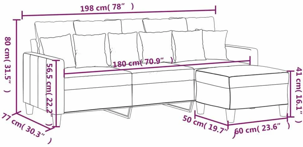 Trivietė sofa su pakoja, raudonojo vyno spalvos, 180cm, audinys
