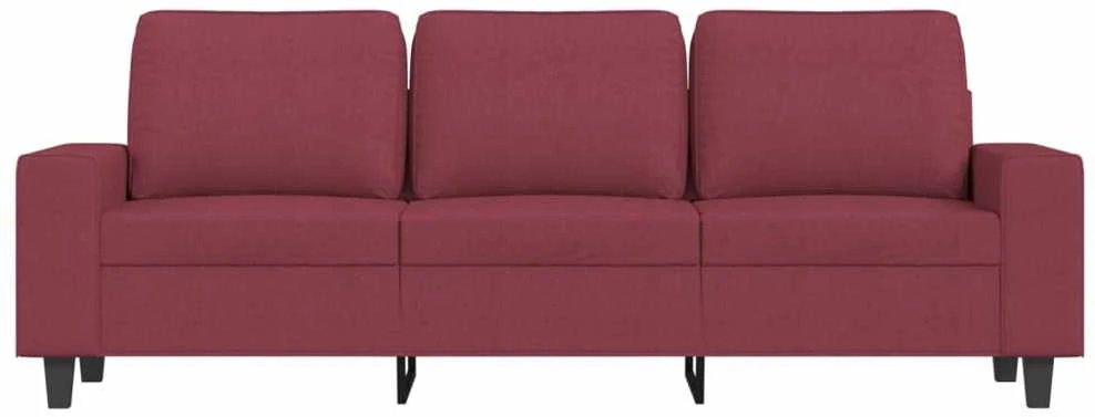 Trivietė sofa su pakoja, raudonojo vyno spalvos, 180cm, audinys