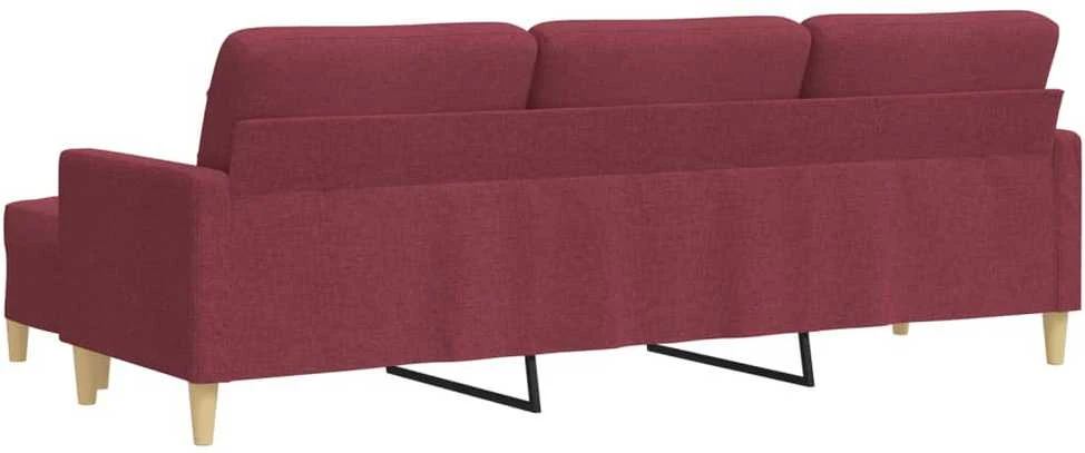 Trivietė sofa su pakoja, raudonojo vyno spalvos, 210cm, audinys