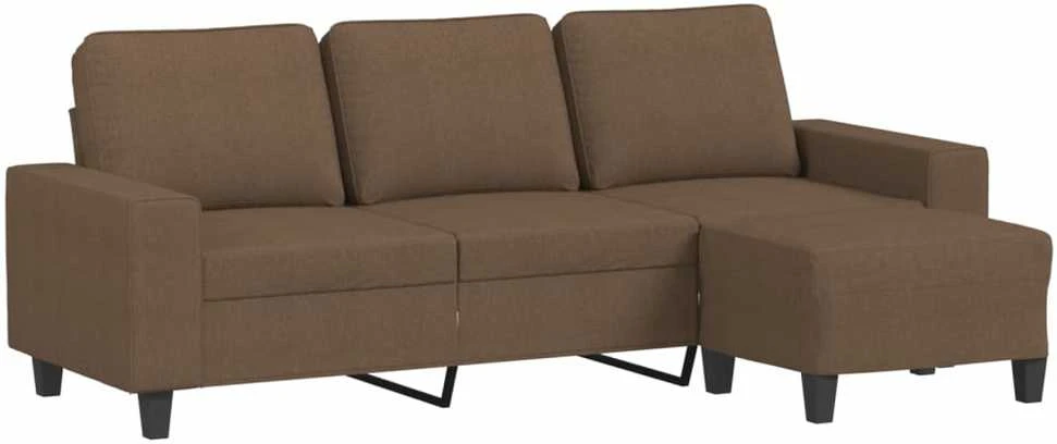 Trivietė sofa su pakoja, rudos spalvos, 180cm, audinys
