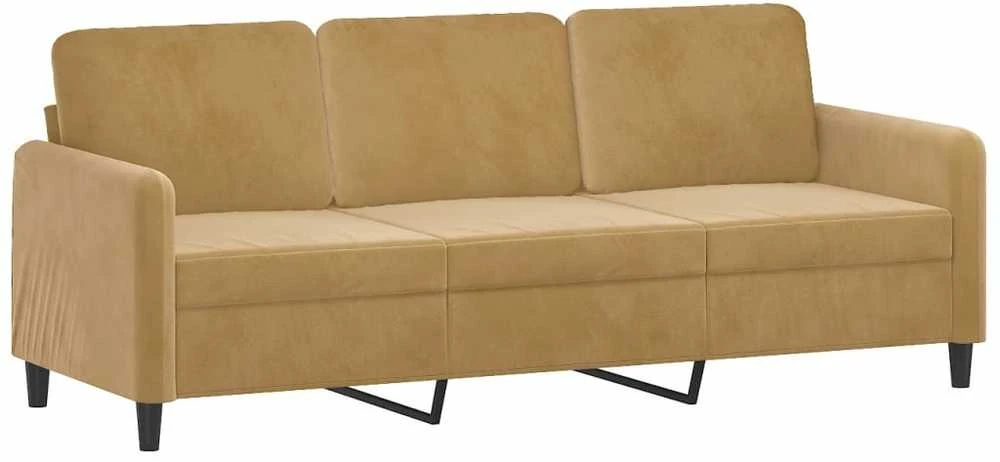 Trivietė sofa su pakoja, rudos spalvos, 180cm, aksomas