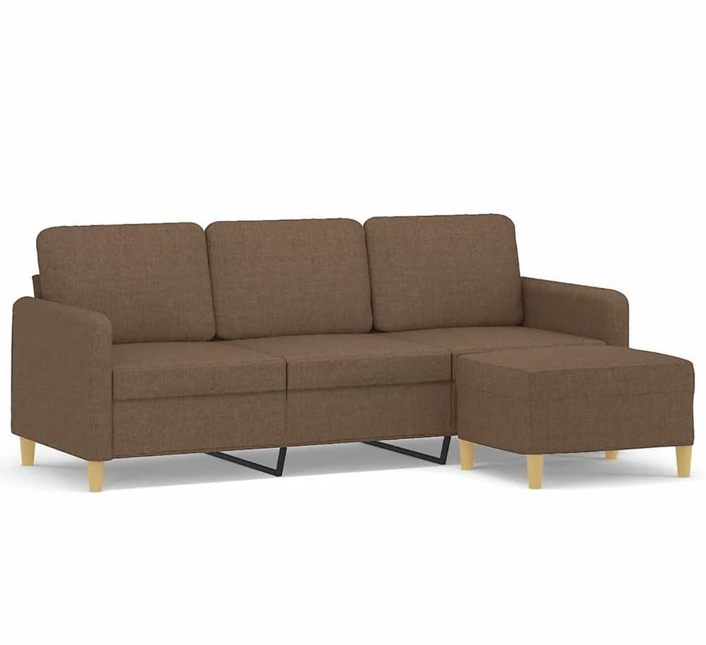 Trivietė sofa su pakoja, rudos spalvos, 180cm, audinys