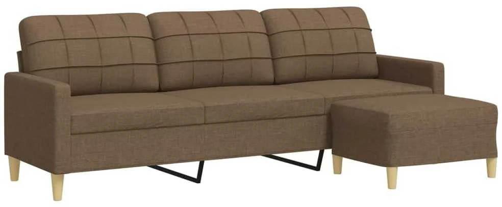 Trivietė sofa su pakoja, rudos spalvos, 210cm, audinys