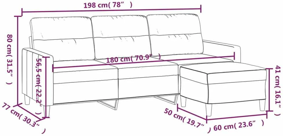 Trivietė sofa su pakoja, rudos spalvos, 180cm, audinys