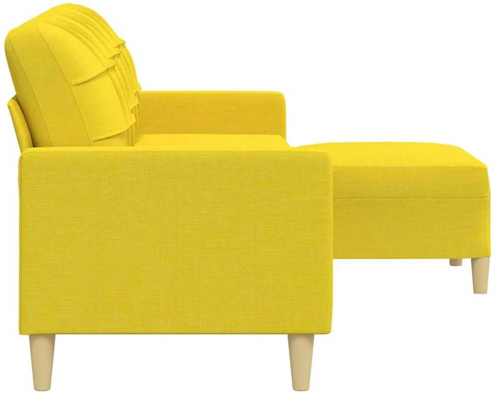 Trivietė sofa su pakoja, šviesiai geltona, 210cm, audinys