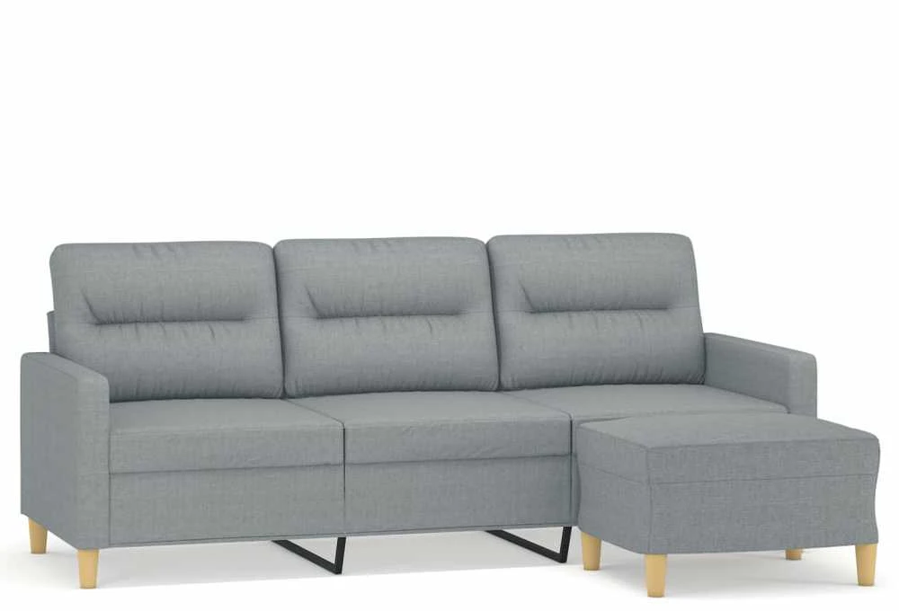 Trivietė sofa su pakoja, šviesiai pilka, 180cm, audinys