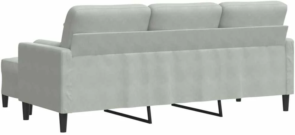 Trivietė sofa su pakoja, šviesiai pilka, 180cm, aksomas