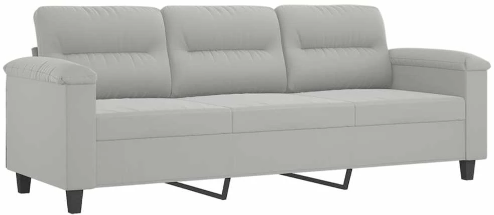 Trivietė sofa su pakoja, šviesiai pilka, 180cm, audinys