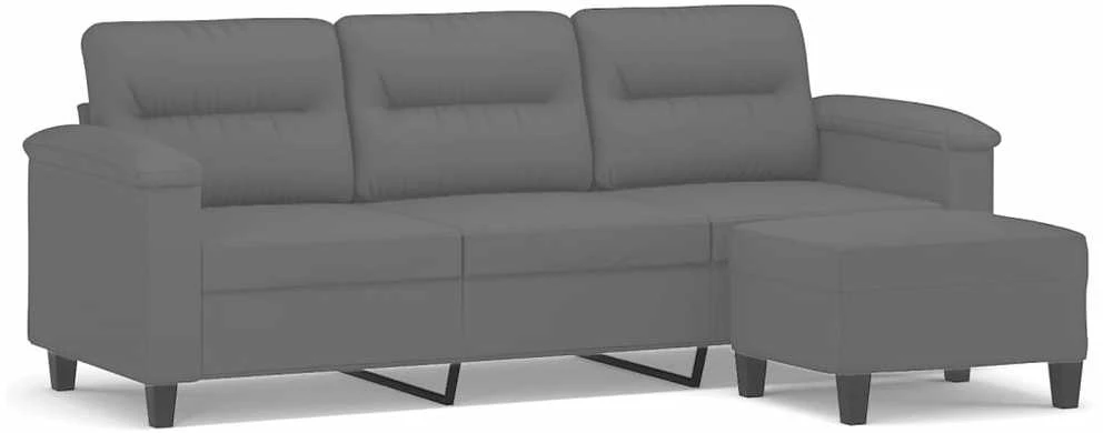Trivietė sofa su pakoja, tamsiai pilka, 180cm, audinys