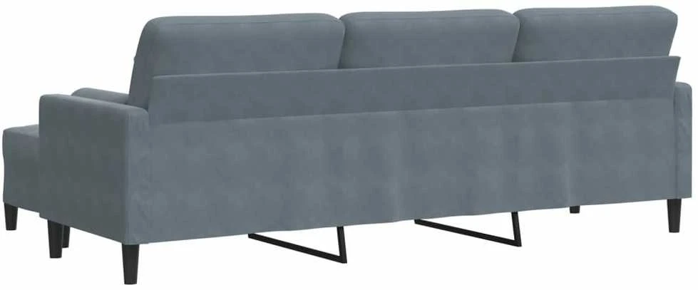 Trivietė sofa su pakoja, tamsiai pilkos spalvos, 210cm, aksomas