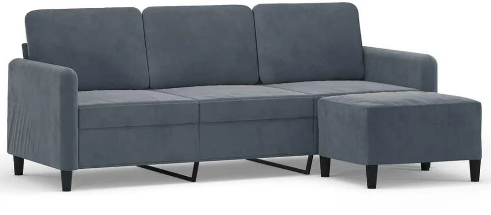 Trivietė sofa su pakoja, tamsiai pilkos spalvos, 180cm, aksomas