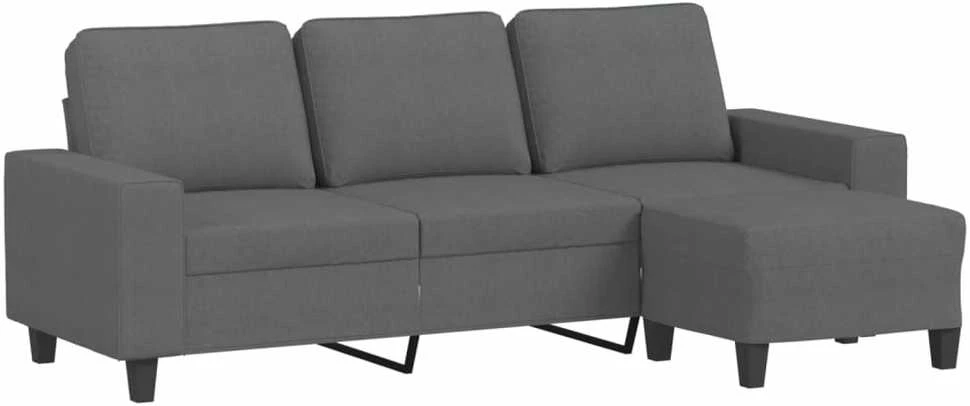 Trivietė sofa su pakoja, tamsiai pilkos spalvos, 180cm, audinys