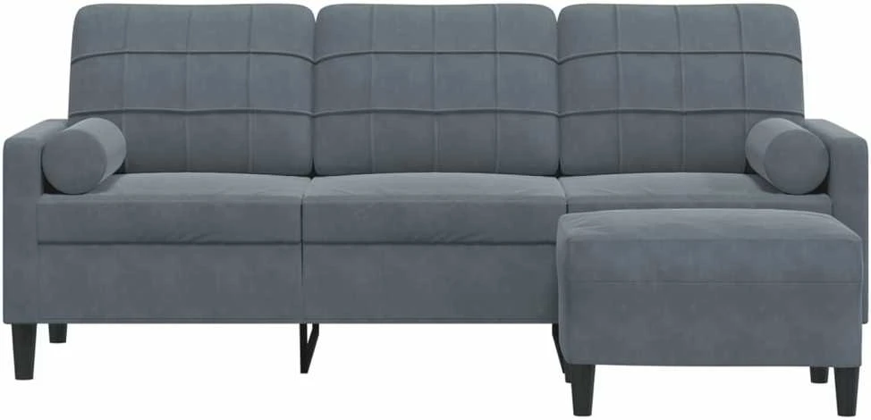 Trivietė sofa su pakoja, tamsiai pilkos spalvos, 180cm, aksomas