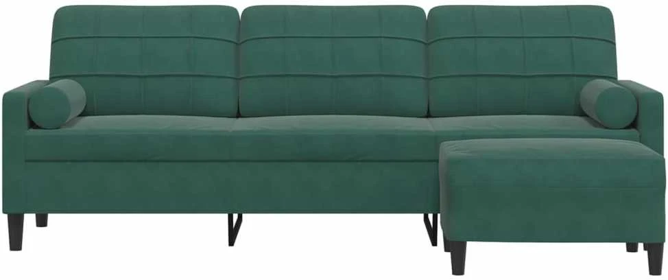 Trivietė sofa su pakoja, tamsiai žalios spalvos, 210cm, aksomas