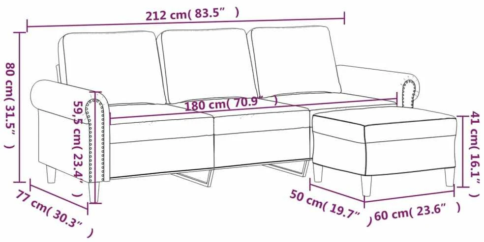 Trivietė sofa su pakoja, tamsiai žalios spalvos, 180cm, aksomas