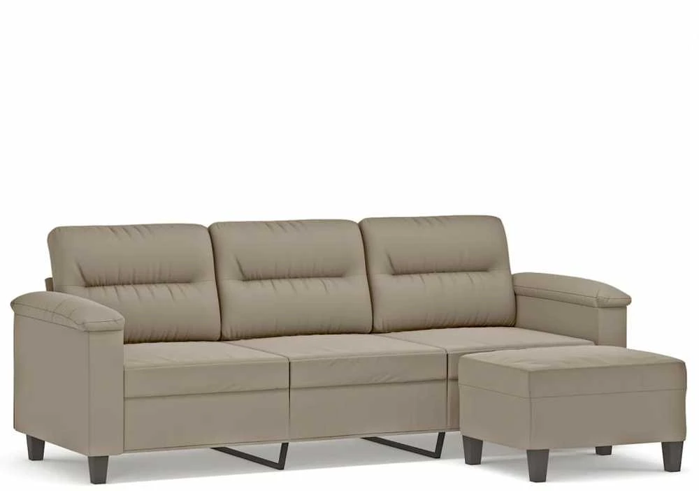Trivietė sofa su pakoja, taupe, 180cm, mikropluošto audinys