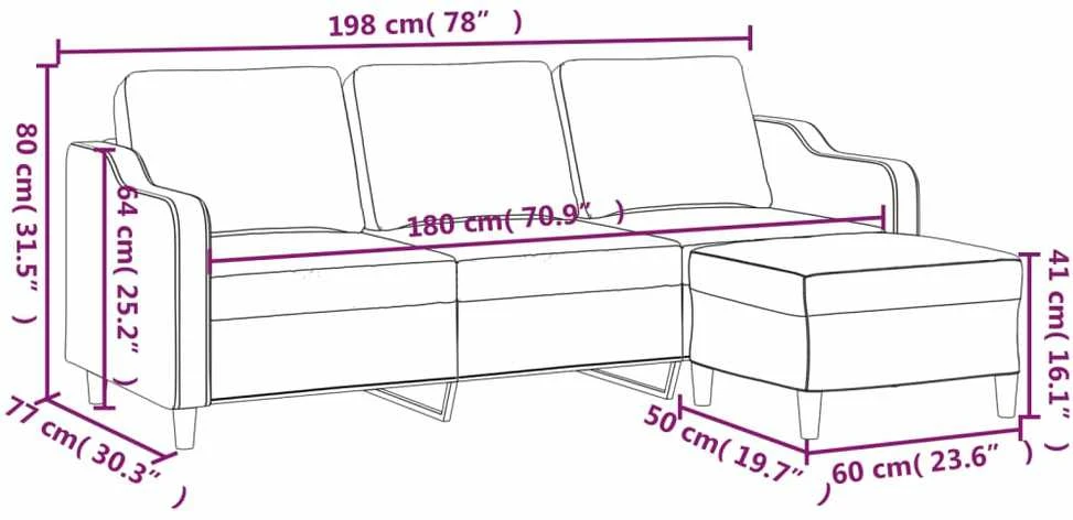Trivietė sofa su pakoja, taupe spalvos, 180cm, audinys