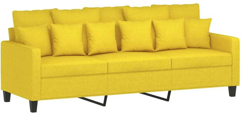 Trivietė sofa, šviesiai geltonos spalvos, 180cm, audinys