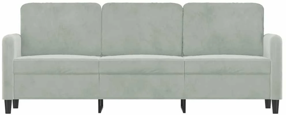 Trivietė sofa, šviesiai pilkos spalvos, 180cm, aksomas