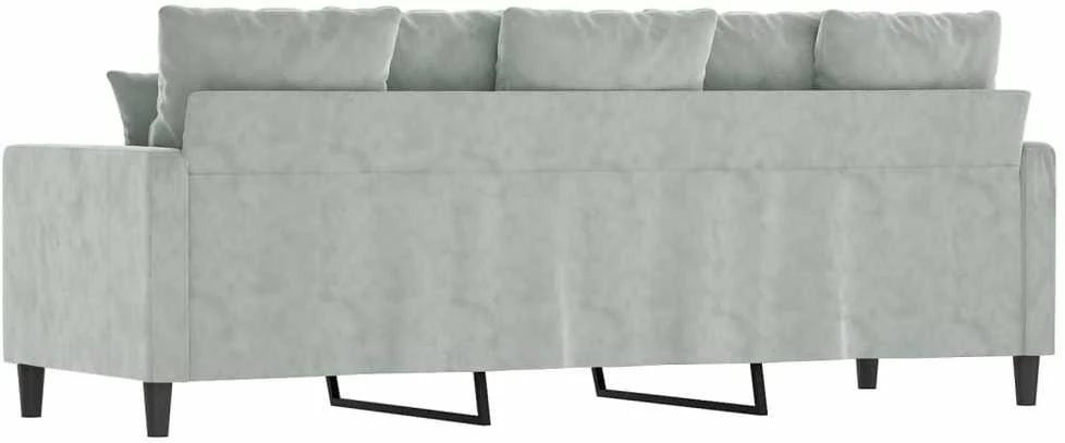 Trivietė sofa, šviesiai pilkos spalvos, 180cm, aksomas