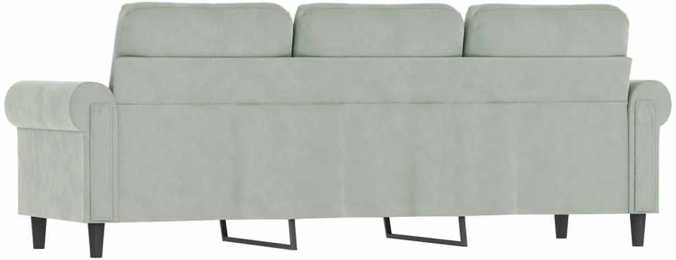 Trivietė sofa, šviesiai pilkos spalvos, 180cm, aksomas