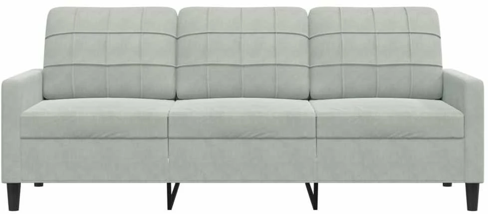 Trivietė sofa, šviesiai pilkos spalvos, 180cm, aksomas