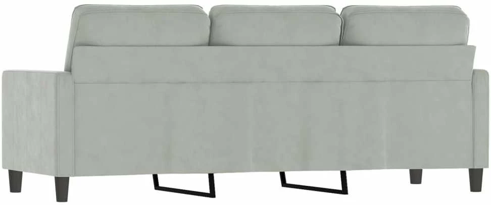 Trivietė sofa, šviesiai pilkos spalvos, 180cm, aksomas
