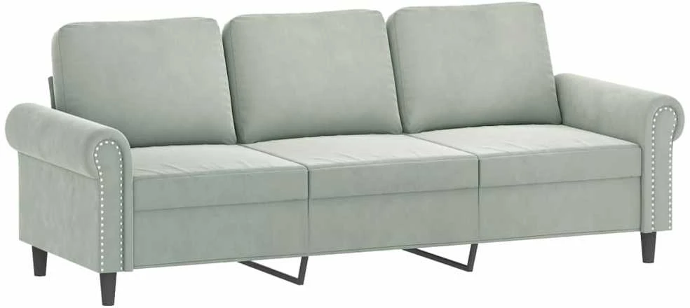 Trivietė sofa, šviesiai pilkos spalvos, 180cm, aksomas